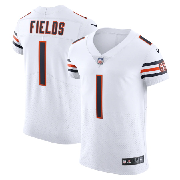 mens nike justin fields white chicago bears vapor elite jersey